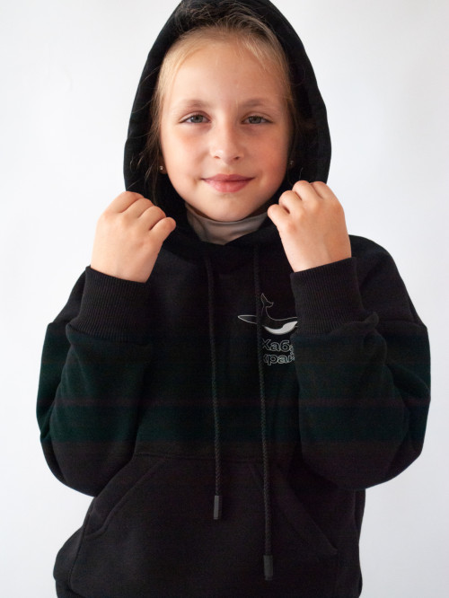 Джемпер для девочки черный принт кит от АИР