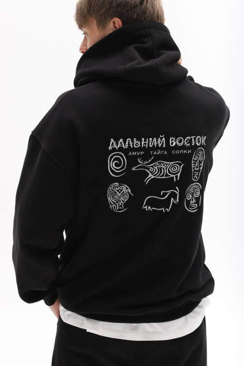 Худи оверсайз цв.черный Петроглифы от АИР