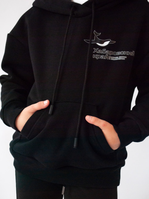 Джемпер для девочки черный принт кит от АИР