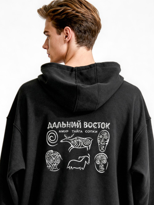 Худи оверсайз цв.черный ДВ/Петроглиф от АИР