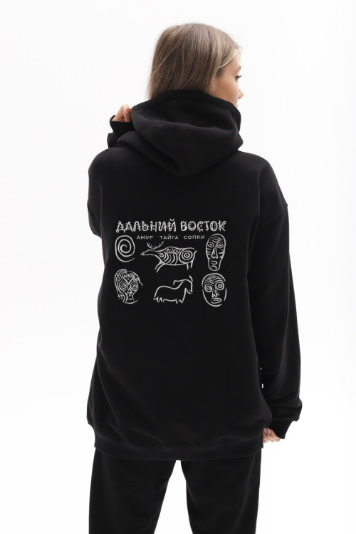 Худи оверсайз цв.черный Петроглифы от АИР