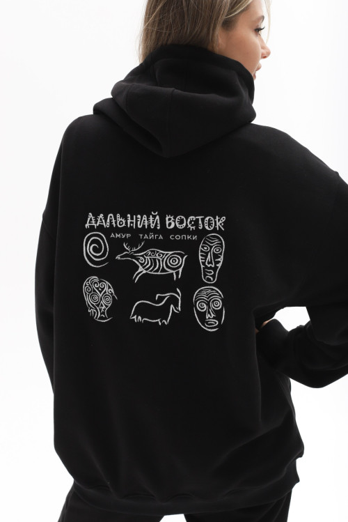Худи оверсайз цв.черный Петроглифы от АИР