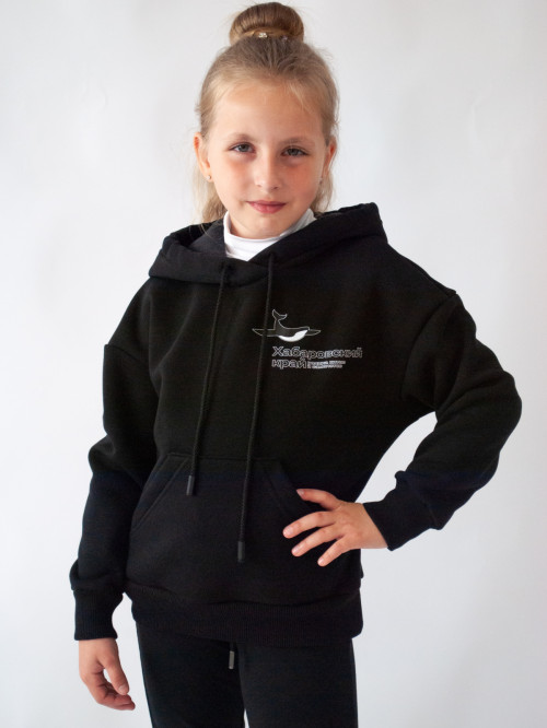 Джемпер для девочки черный принт кит от АИР