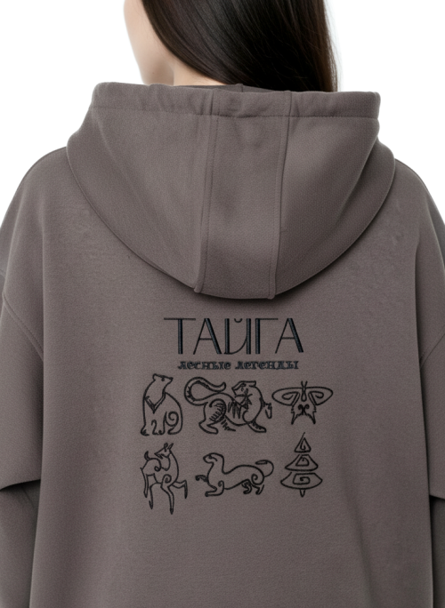 Худи оверсайз вышивка Тайга от АИР