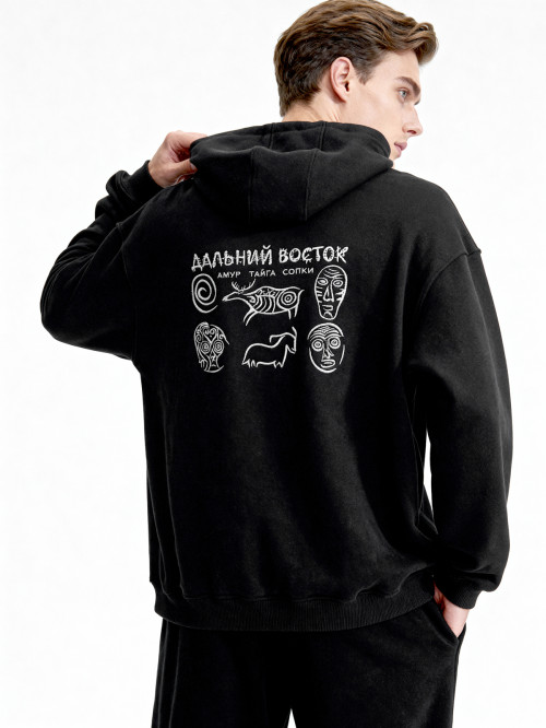 Худи оверсайз цв.черный ДВ/Петроглиф от АИР