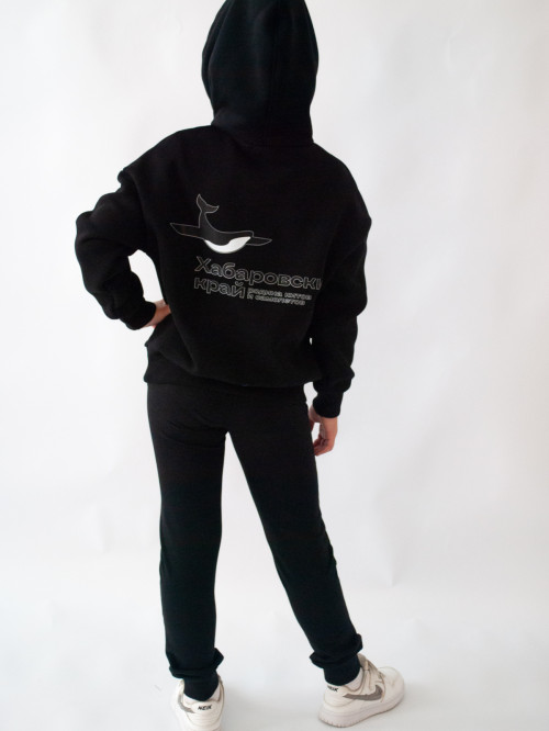 Джемпер для девочки черный принт кит от АИР