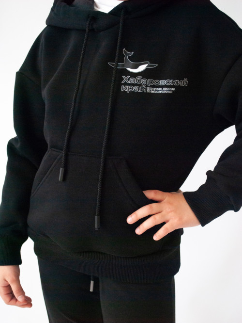 Джемпер для девочки черный принт кит от АИР