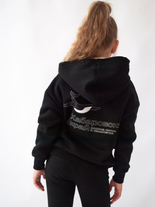 Джемпер для девочки черный принт кит от АИР