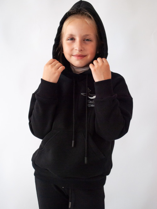 Джемпер для девочки черный принт кит от АИР