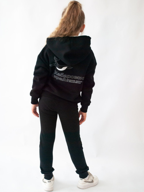 Джемпер для девочки черный принт кит от АИР