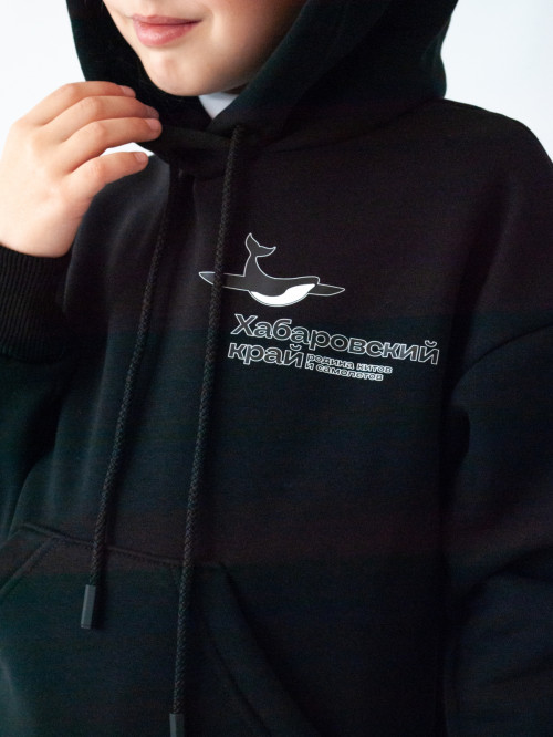 Джемпер для девочки черный принт кит от АИР